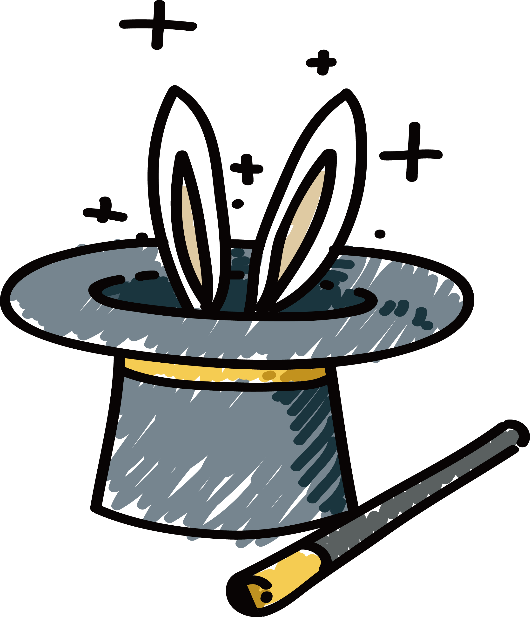 Hat Magic Rabbit Cartoon - Rabbit Magic Png (2199x2559)