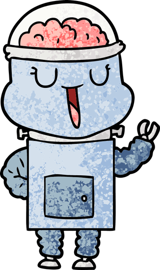 Happy Cartoon Robot Vector Illustration Design - Happy Cartoon Robot Vector Illustration Design (326x550)