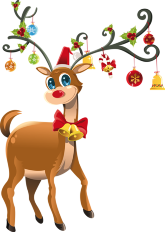 Tubes Noel / Rennes, Traineaux - Cute Christmas Reindeer Shower Curtain (698x980)