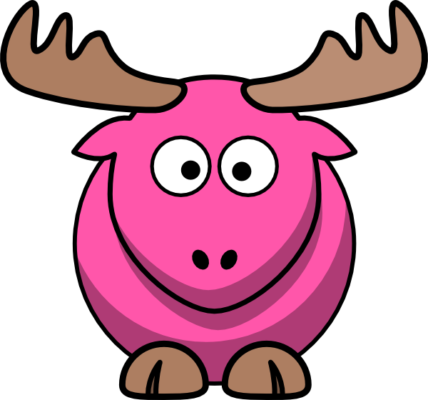 Moose Clipart Pink - Moose Cartoon (600x560)