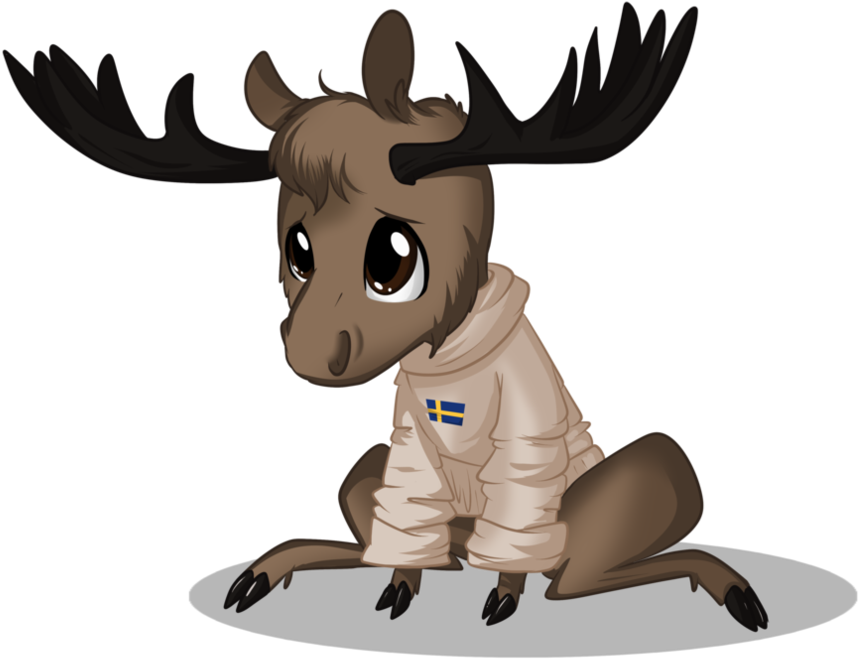 A Widdle Shy Moose By Lolepopenon - Cartoon (1016x786)
