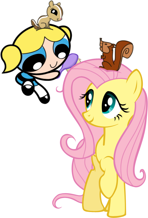 Bubbles And Fluttershy - My Little Pony Fluttershy And Bubbles (498x732)