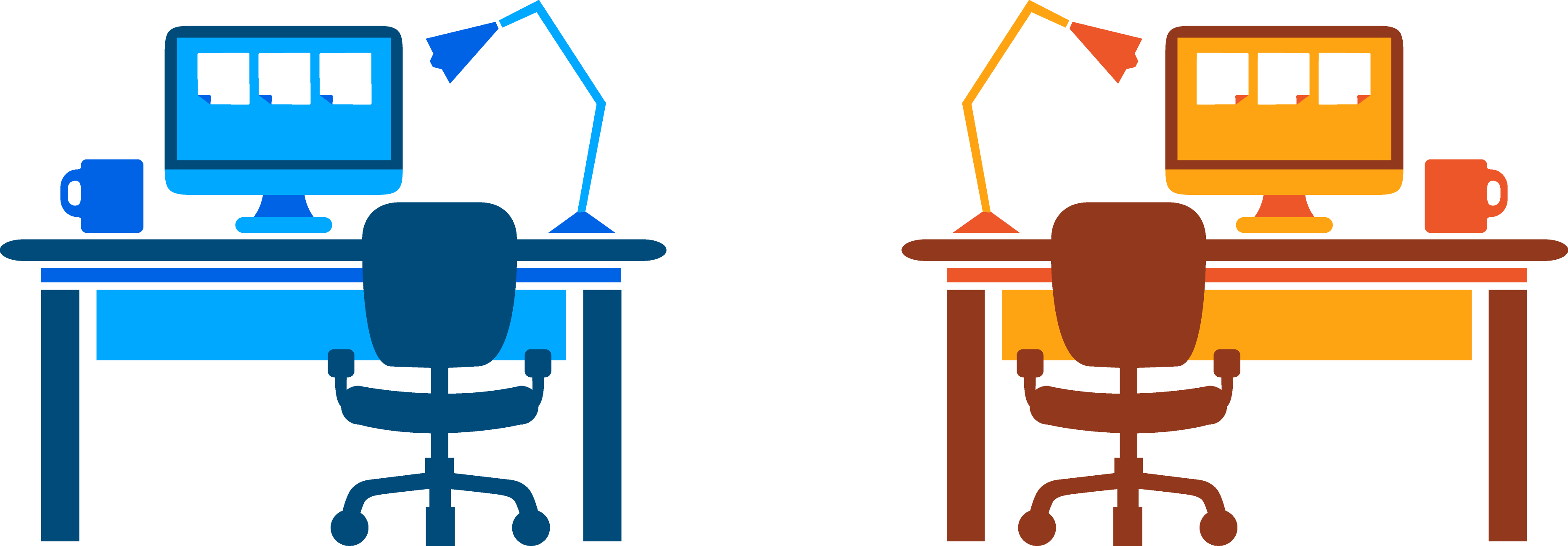 Web Development Web Design Web Developer Graphic Design - Office Work Desk Flat Design Png (3728x1297)