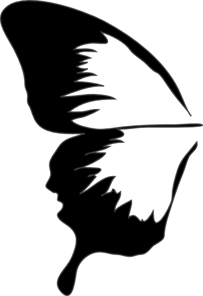 Half Of A Butterfly Clip Art - Stencil Butterfly (408x595)