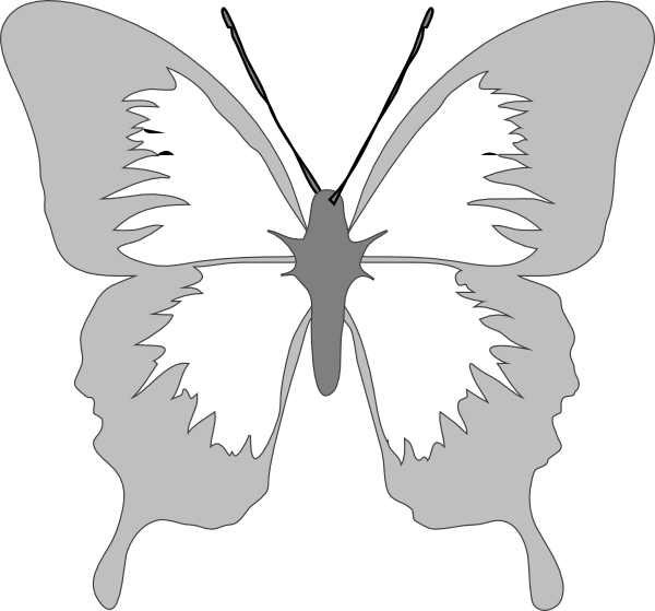 Butterfly In Silver Clip Art At Clker - Butterfly Clip Art (600x559)