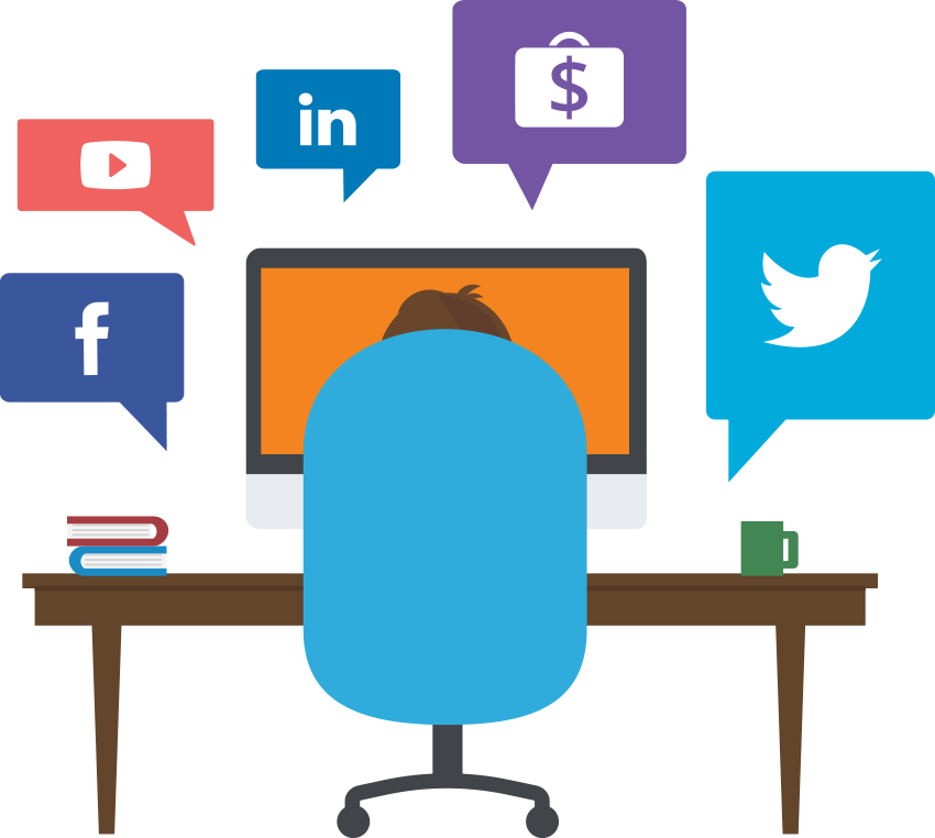 Fighting For Your Attention - Social Media Illustration Png (850x762)