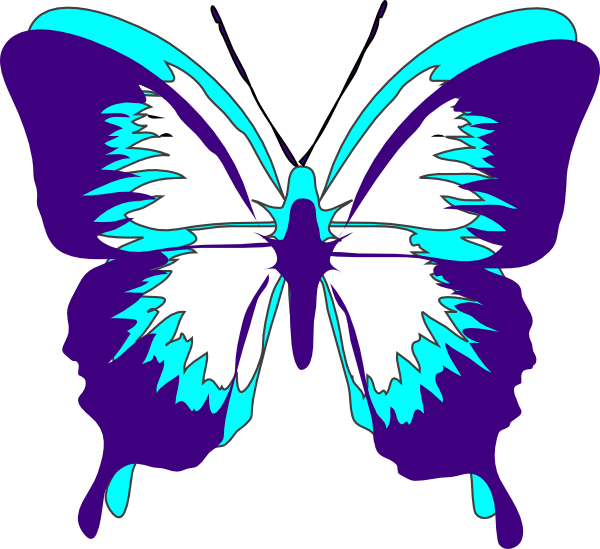 Turquoise Clipart Purple Butterfly - Stencil Of A Butterfly (600x549)