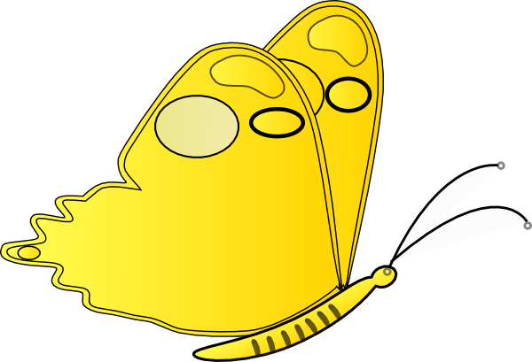 Butterfly Yellow Clip Art - Yellow Flying Butterfly Clipart (600x409)