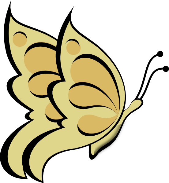 Light Gold Butterfly Clip Art At Clker - Butterfly Clip Art (552x599)