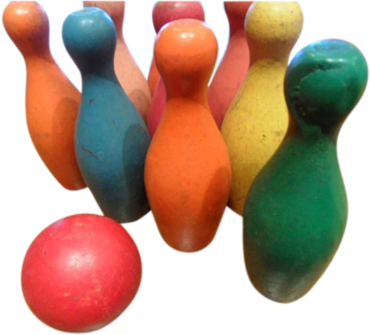 1950's Old Toy Wooden Bowling Pin Set - Ten-pin Bowling (527x527)