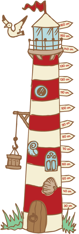 Lighthouse Height Chart Decal - Love The Sea Shower Curtain (374x908)