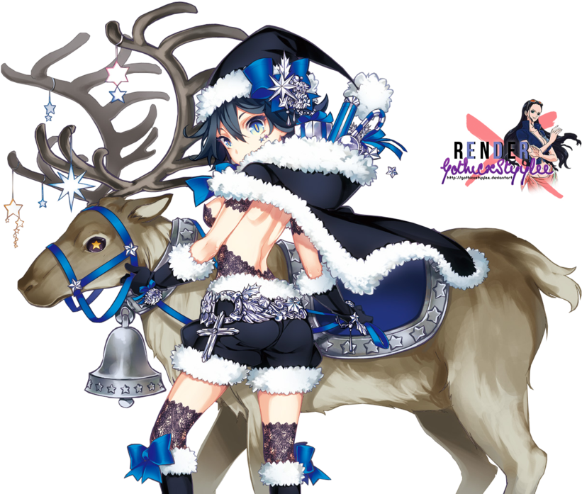 Emperpep 1,040 36 Render Blue Girl Christmas By Gothicxstyylee - Anime Christmas Renders (1024x708)