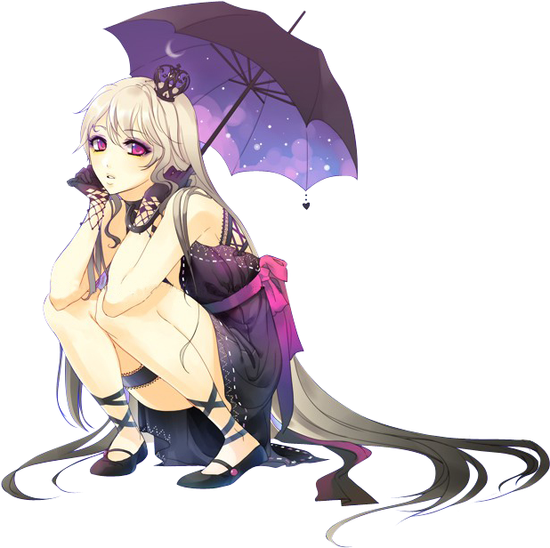 Render Fille Gothique Gothic Blonde Couronne Parapluie - Anime Girl In Black Dress (654x648)