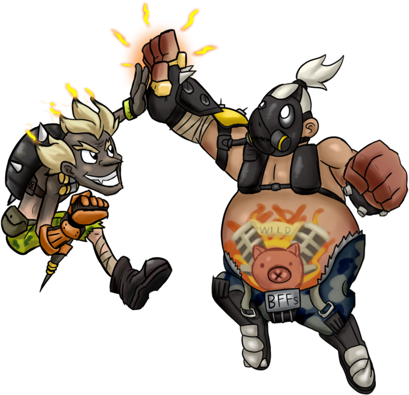 Anime Best Friends Forever Drawings Download - Junkrat And Roadhog Png (919x869)