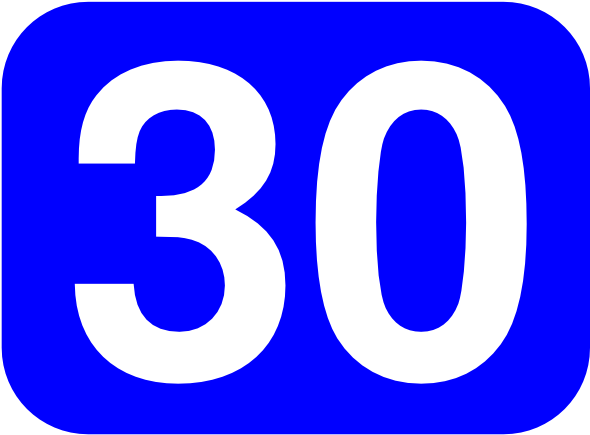 Free Vector Blue Rounded Rectangle With Number 30 Clip - 30 Clipart (600x477)