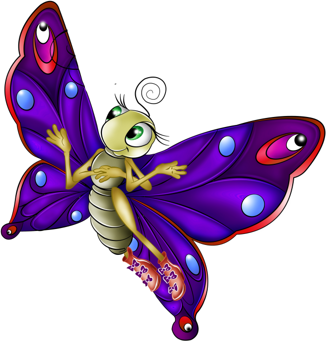 Butterflies Set3 122 - Butterfly Cartoon Clipart (670x702)