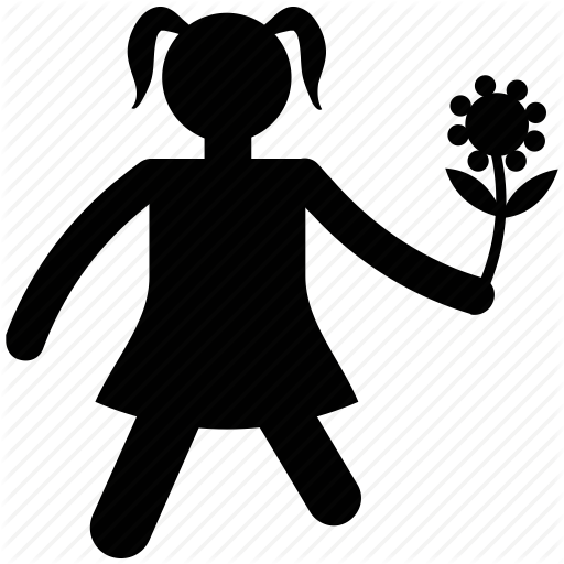 Baby Girl, Girl Holding Flower, Girl With Flower, Greeting - Girl Icon Transparent Background (512x512)