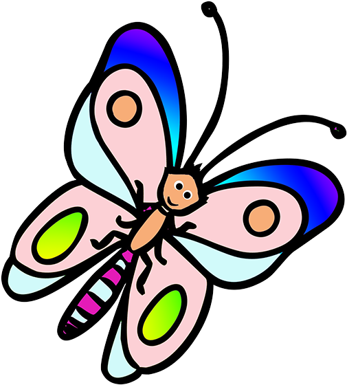 Funny Flying Butterfly Cartoon Drawing, Butterfly Cartoon - Colored Butterfly Cartoon (531x583)