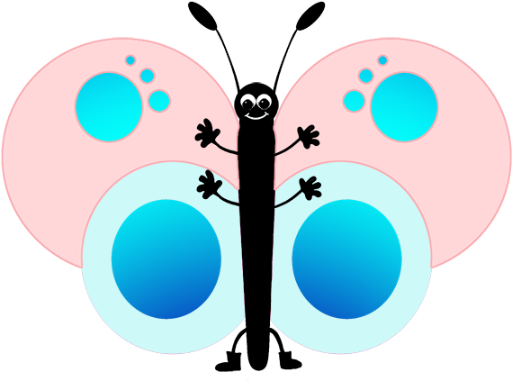 Cute Pink Cartoon Butterfly - Circle (591x465)