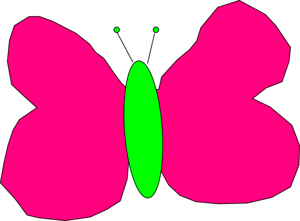 Hot Pink And Lime Green Butterfly Clip Art - Pink Green Butterfly Clipart (600x442)