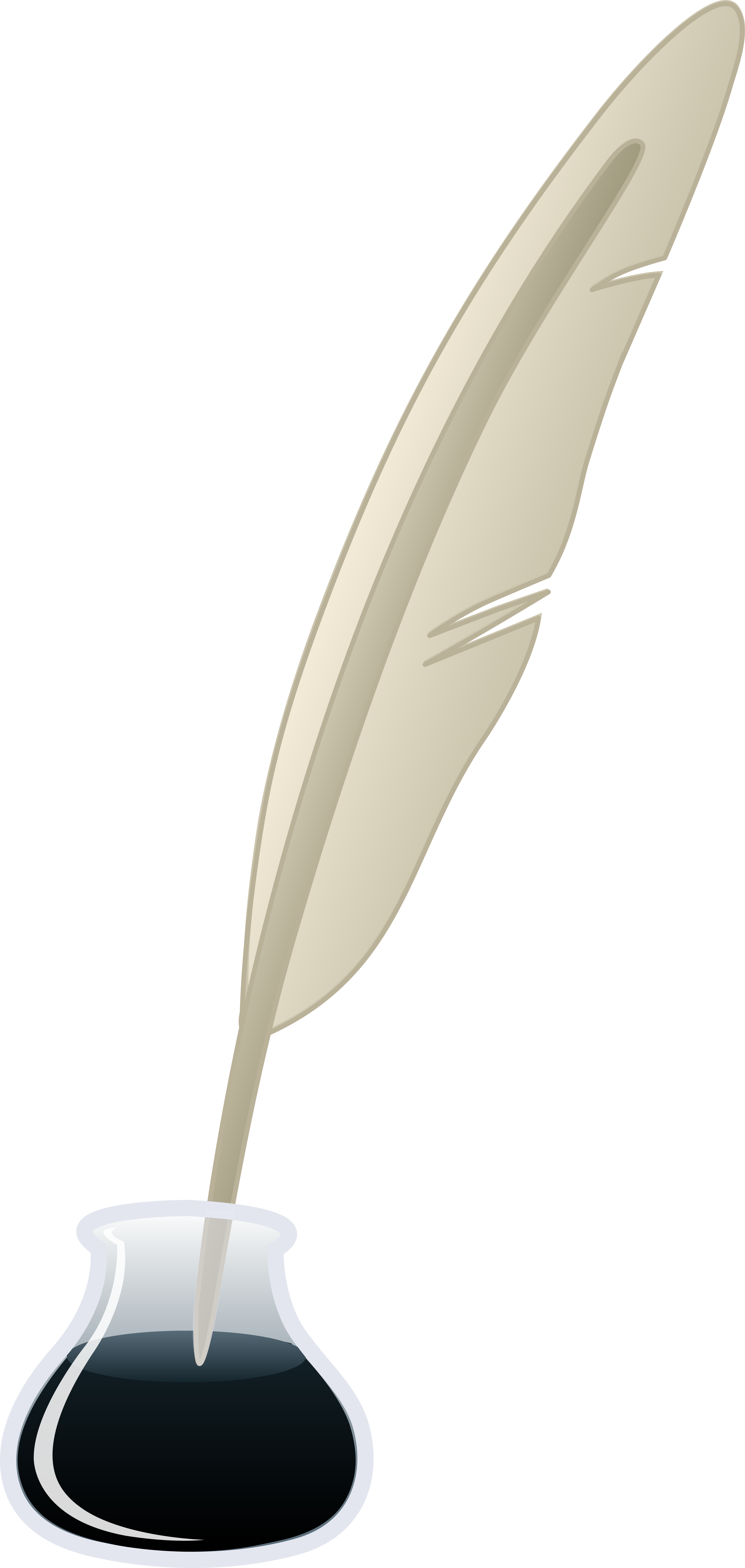 Quill Pen And Ink Bottle - Ink And Pen Cartoon (3253x6845)