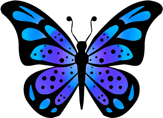 Butterfly Clipart - Blue And Purple Butterflies (591x492)