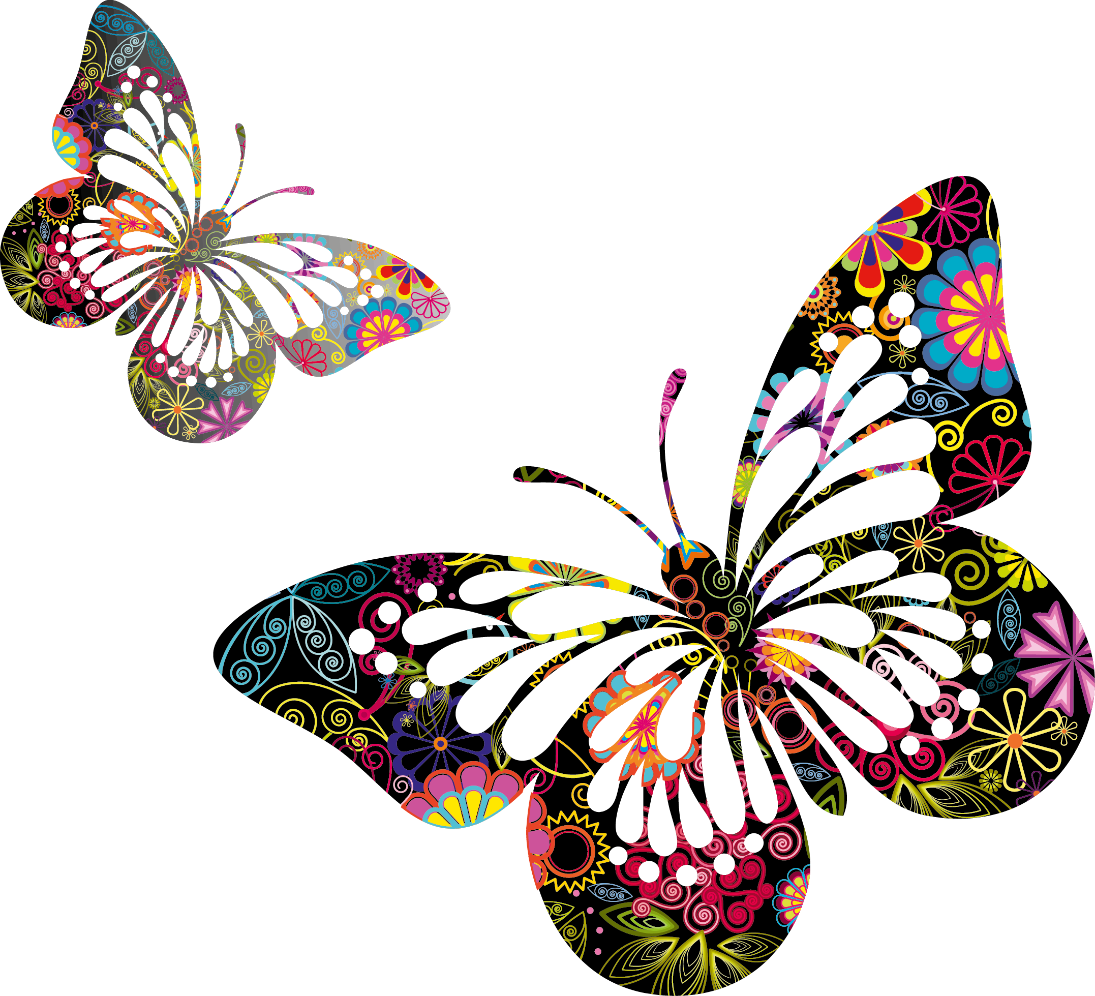 Butterflies, Staging, Silhouettes, Butterfly, Pintura, - Mariposas De Colores Dibujos (2154x1959)