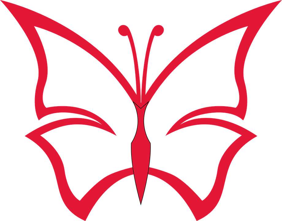 Red Butterfly Outline Clip Art At Clker - Outline Pics Of Butterfly (920x720)