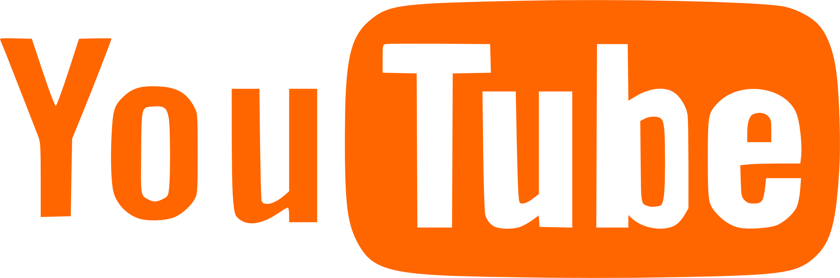 Orange And White Logo Of Youtube - White Youtube Logo Transparent (2668x884)
