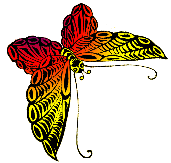 Black Orange Yellow Butterfly - Japanese Butterfly Png (607x650)
