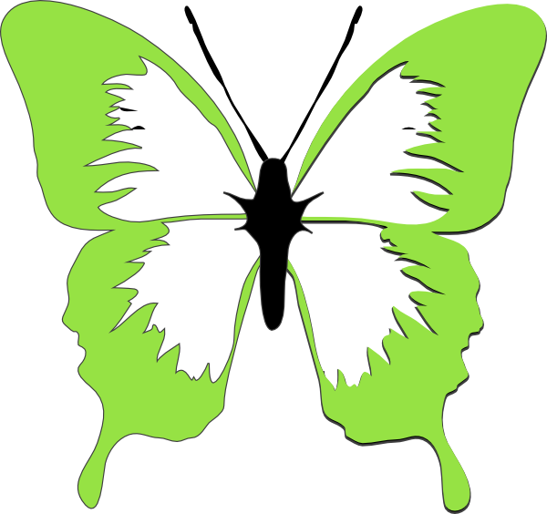Butterfly Clipart Light Green - Butterfly Black And White Clipart (600x564)
