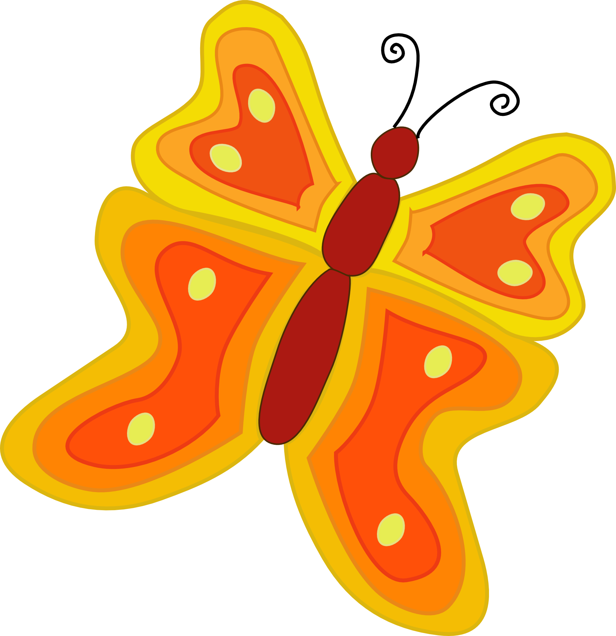 Lie Clip Art Download - Orange Butterfly Shower Curtain (1979x2042)