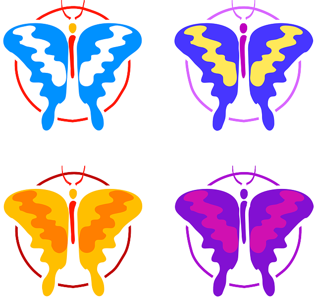 Insects Butterfly, Four, Circles, Colors, Insect, Insects - Cliparts Group Of Butterflies (640x605)