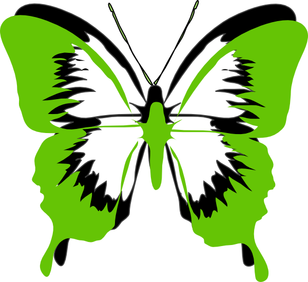 Black And White Butterfly Silhouette (600x549)