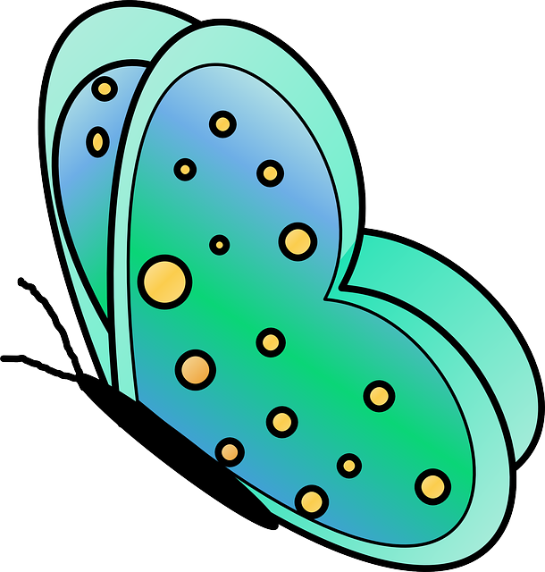 Wings Butterfly, Cute, Green, Spots, Spring, Summer, - Gambar Kupu Kupu Kartun (610x640)