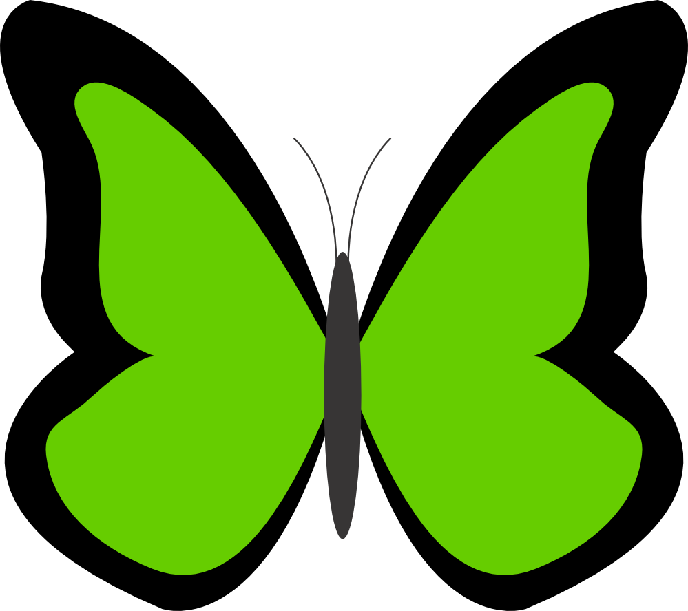 Butterfly - Flower - Clipart - Green Flowers Clip Art (999x888)