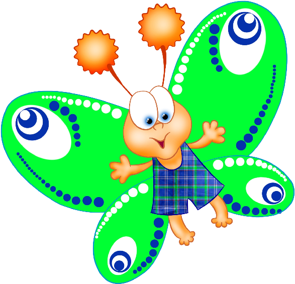 Funny Cartoon Butterfly Images - Clipart Cartoon Butterfly Green (600x600)