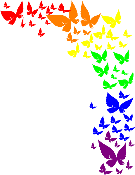 Rainbow Butterfly Cascade Clip Art - Over The Rainbow Mug (462x597)