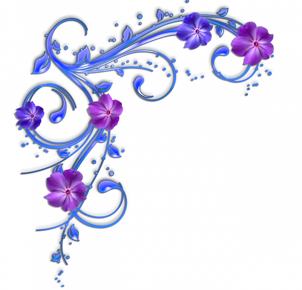 Cards - Purple And Blue Flowers Clipart (980x941)