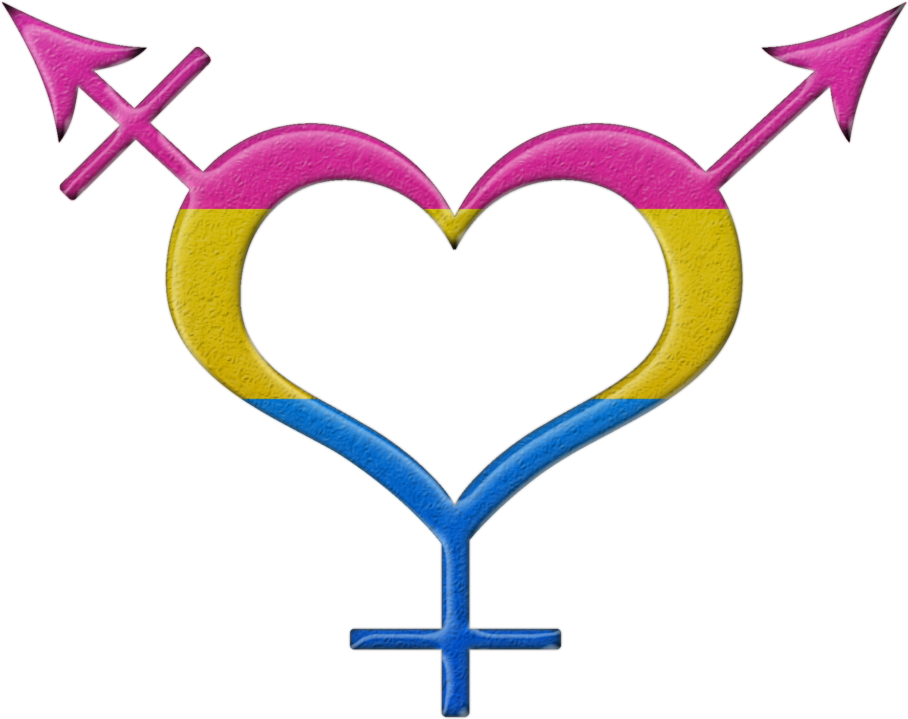 Pansexual Pride Heart Shaped Gender Neutral Symbol - Pansexual Gender Symbol (1820x1500)