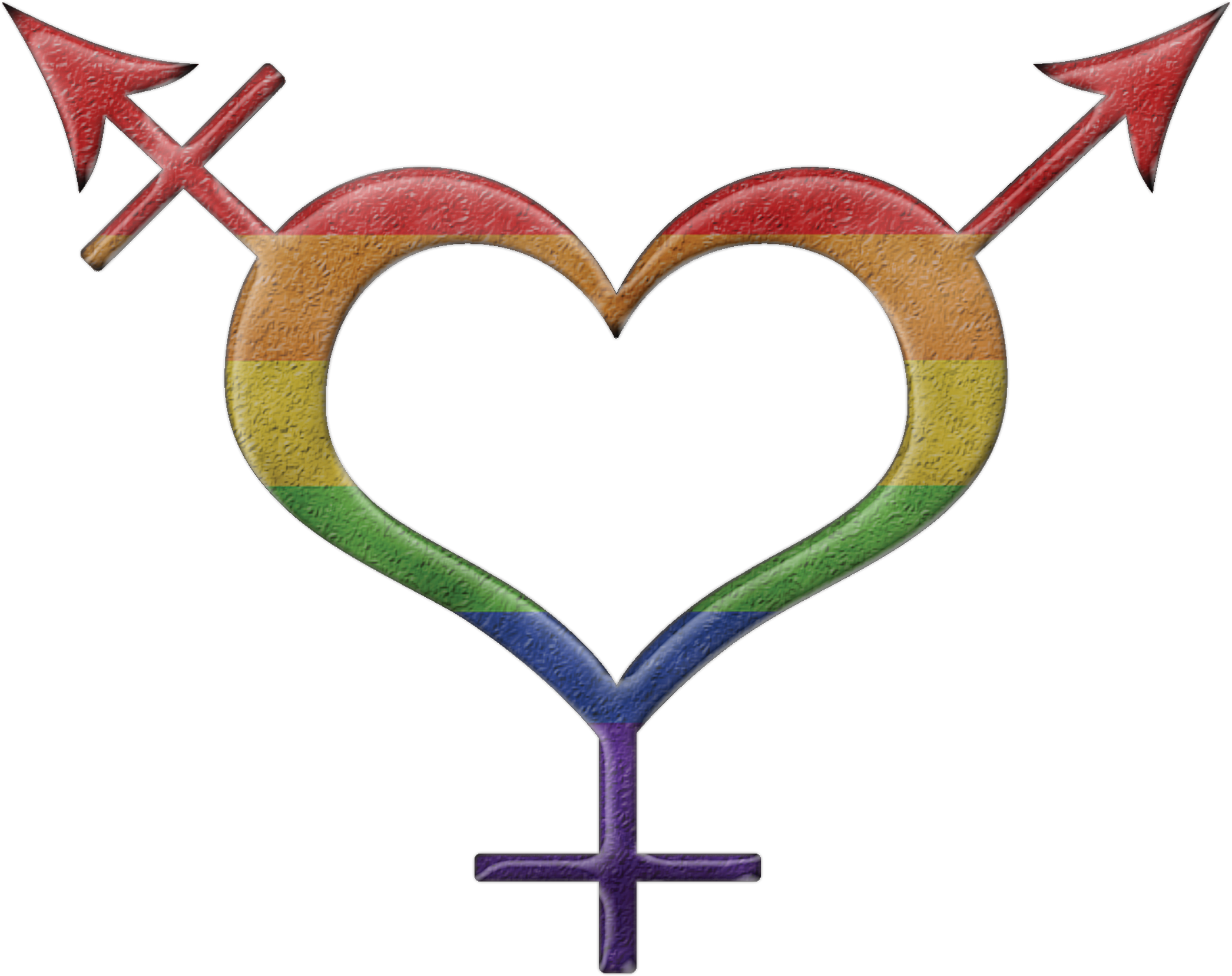 Heart Shaped Gender Neutral Symbol In Rainbow Pride - Pansexaul Sign (2092x1657)