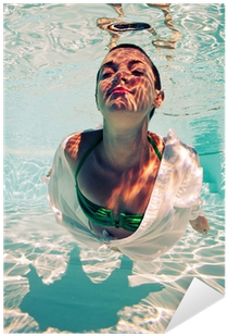 Underwater Woman Portrait With Green Bikini In Swimming - Painting (400x400)