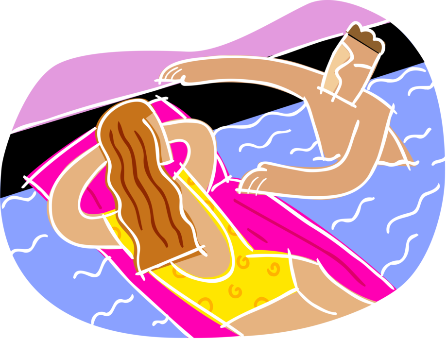 Vector Illustration Of Swimmer Floating On Inflatable - Swimming Pool Clip Art (920x700)