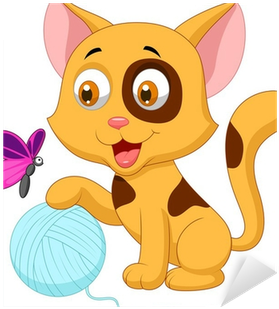Pixerstick-klistremerke Søt Katt Tegneserie Leker Med - Cute Cats Cartoon (400x400)