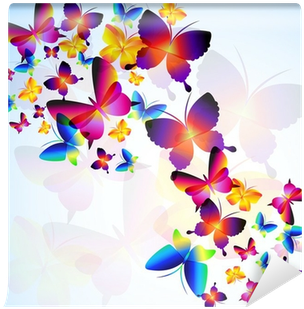 Fototapet Fargerik Bakgrunn Med Sommerfugl - Colorful Background With Butterfly (400x400)