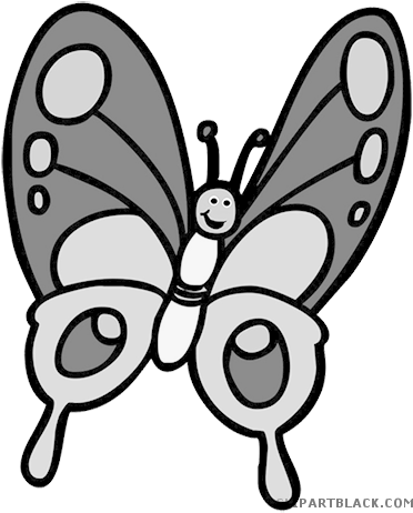 Cartoon Butterfly Animal Free Black White Clipart Images - Clip Art (391x472)