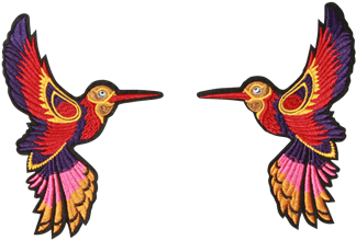 Strygemærker Fugle Colibri Par Cm Orange/lilla - Adult (360x360)