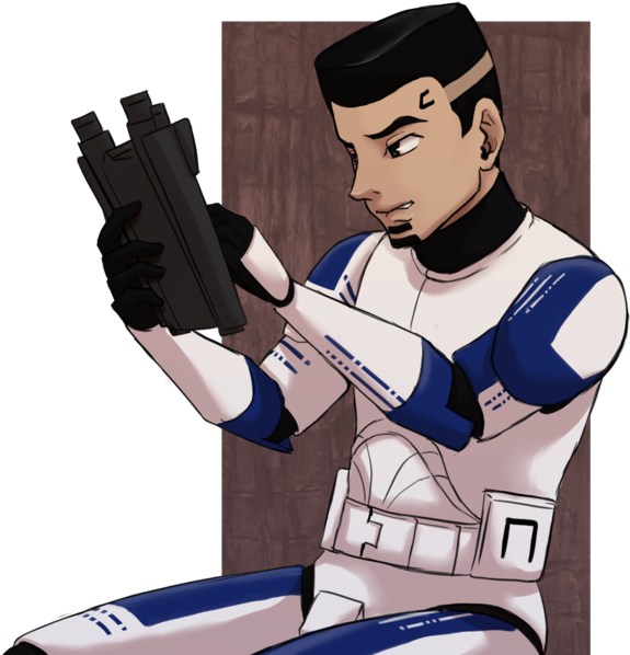 A Commissioned Piece Of One Of My Oldest Clone Trooper - Broken Wolf (600x638)