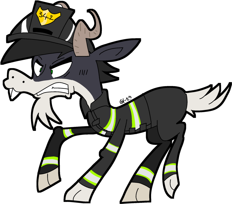 Dizzee-toaster, Firefighter, Goat, Helmet, Oc, Oc - Art (1024x891)