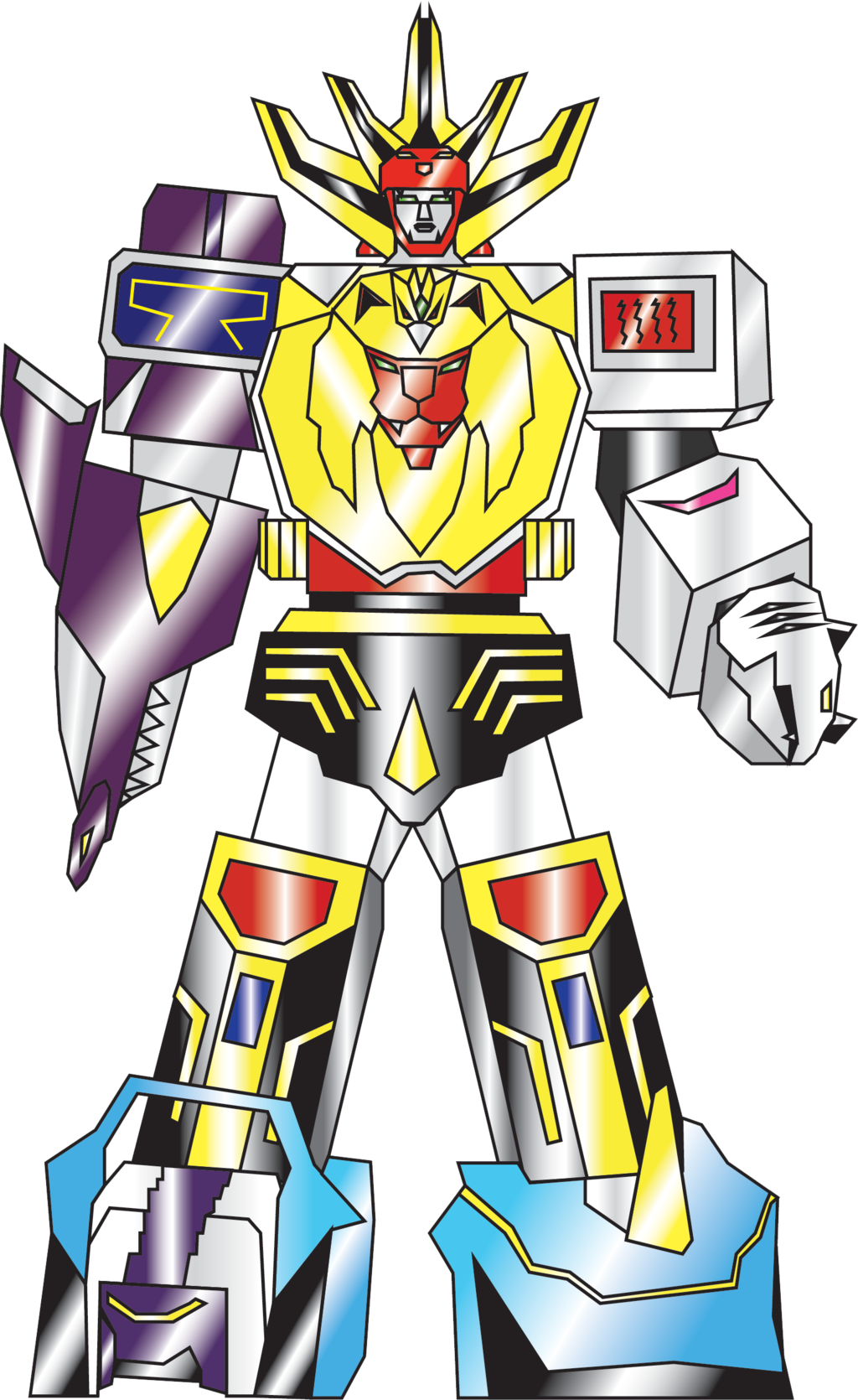 Wild Force Megazord Hammerheadshark Striker Mode By - Power Rangers Wild Force Zords (1024x1670)